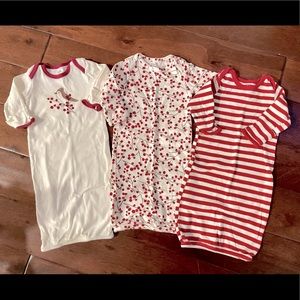 Set of 3 LS infant gowns size 0-6 mos